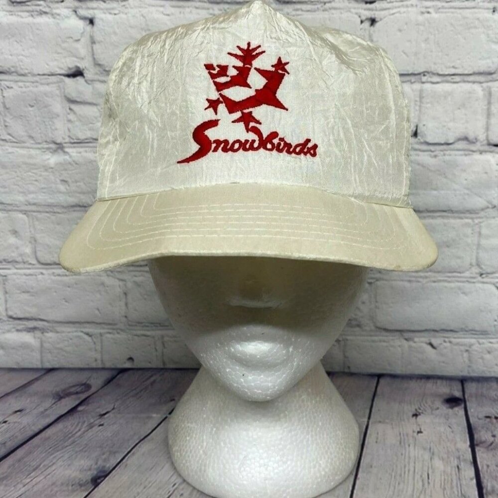 Vintage Snowbirds Trucker Hat Nylon Cap Embroidered Snapback - Wrinkled - READ